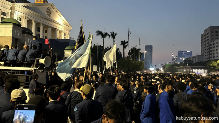 Meeting Results: Hari Mulai Gelap, Mahasiswa Masih Bertahan di Depan Gedung DPR/MPR