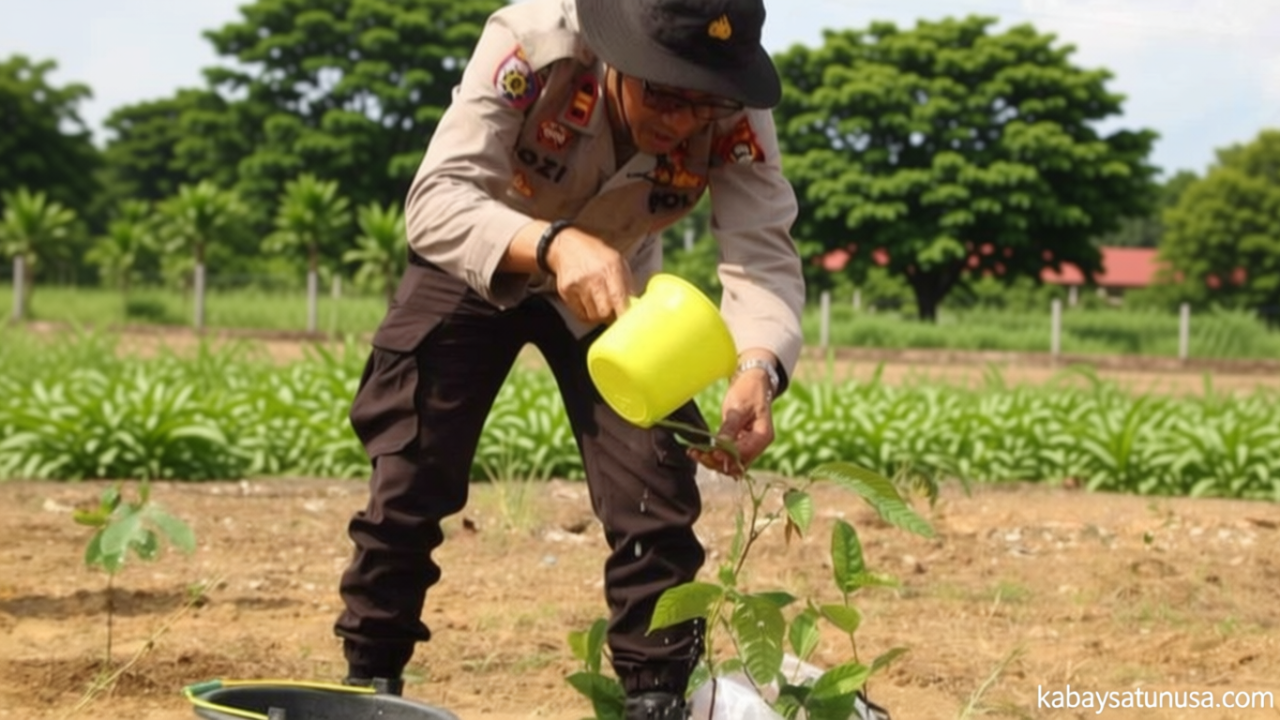 New Policy: Polres OKU Timur Tanam 550 Pohon, Wujud Komitmen Jaga Lingkungan dan Peringati HUT Bhayangkara ke-80